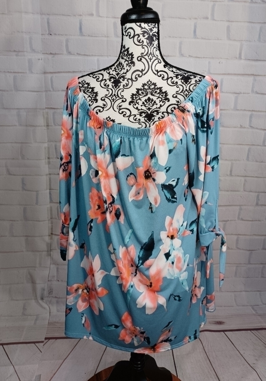 Chicsoul women's floral print tie wrist plus size 2x off shoulder blouse b32